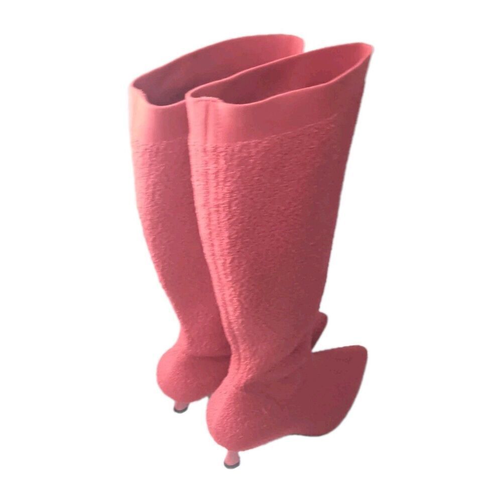 VIVAIA Abby Boots Size 7 Pointed-Toe Knee-High Heel Stretch Knit Red MSRP $269 - Picture 5 of 10